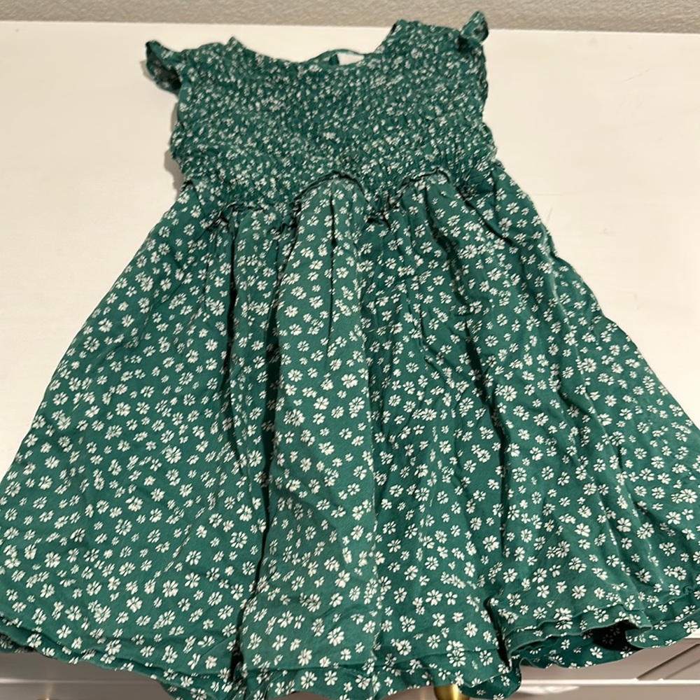 Toddler Girls Green Floral Print Dress